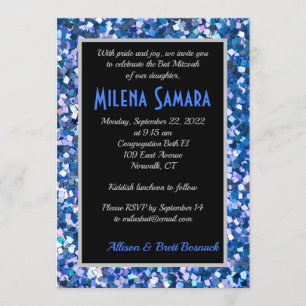 Confetti Blue Invitation Kaart