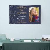 Confetti Blue Photo Congrats Afstuderen Name Schoo Spandoek (Beurs)