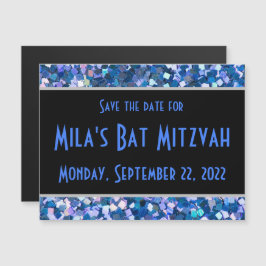 Confetti Blue Save the Date Magnet Magnetische Uitnodiging