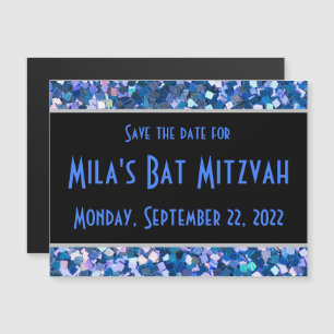 Confetti Blue Save the Date Magnet Magnetische Uitnodiging