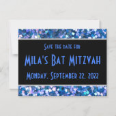 Confetti Blue Save the Date Magnet Magnetische Uitnodiging (Voorkant)