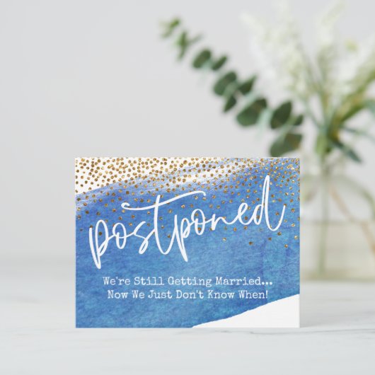 Confetti & Blue Waterverf uitgesteld Briefkaart (Staand voorkant)