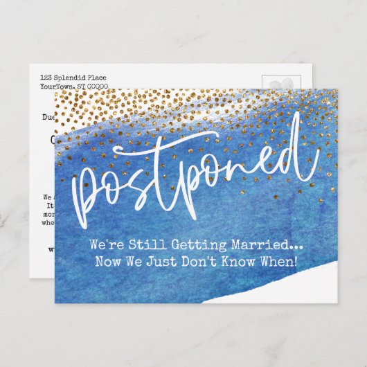 Confetti & Blue Waterverf uitgesteld Briefkaart (Voorkant / Achterkant)