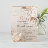 Confetti Boho Bloemen Pampas  30e Verjaardagsfeest Kaart (Staand voorkant)