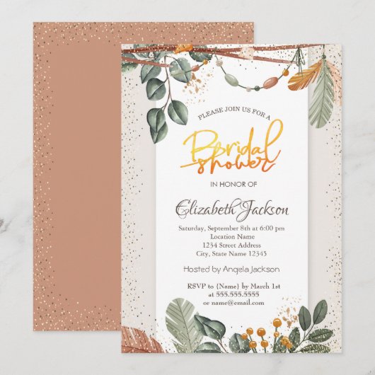 Confetti Boho Bruiloftsfeest Kaart (Voorkant / Achterkant)