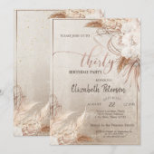 Confetti Boho Floral Pampas 30e verjaardagsfeestje Kaart (Voorkant / Achterkant)