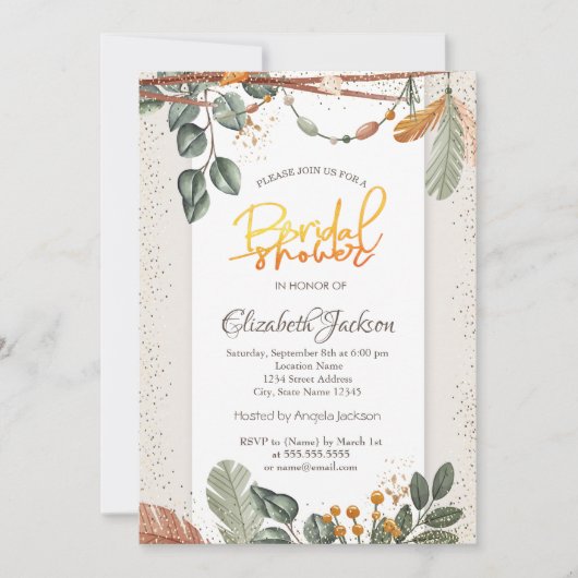 Confetti Boho Vrijgezellenfeest Kaart (Voorkant)