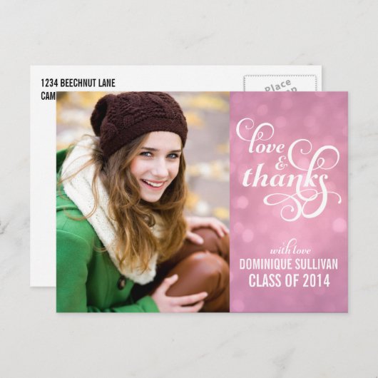 Confetti Bokeh Afstuderen Foto Dank u Briefkaart (Voorkant / Achterkant)