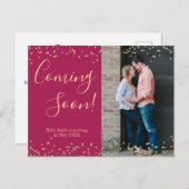 Confetti Bourgondië zwangerschapsaankondiging Brie Aankondigingskaart (Voorkant / Achterkant)