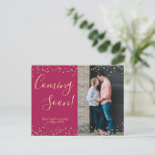 Confetti Bourgondië zwangerschapsaankondiging Brie Aankondigingskaart (Staand voorkant)