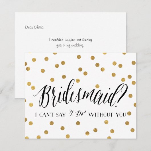 Confetti Bridesmaid | Bridesmaid Kaart (Voorkant / Achterkant)
