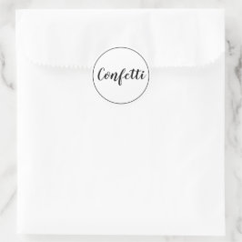 Confetti bruiloft gunst zwart en wit ronde sticker