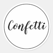 Confetti bruiloft gunst zwart en wit ronde sticker (Voorkant)