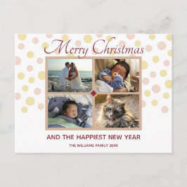Confetti Burgundy Tan Cute 4 met Kerstmis Briefkaart