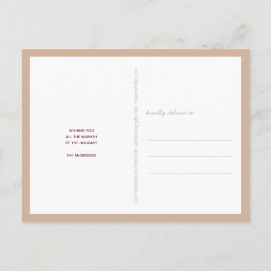 Confetti Burgundy Tan Cute 4 met Kerstmis Briefkaart (Achterkant)