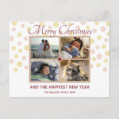 Confetti Burgundy Tan Cute 4 met Kerstmis Briefkaart (Voorkant)
