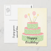 Confetti Cake · Groene verjaardagstaart Briefkaart (Voorkant / Achterkant)