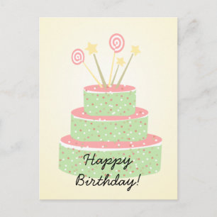 Confetti Cake · Groene verjaardagstaart Briefkaart