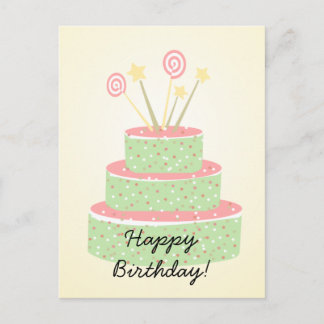 Confetti Cake · Groene verjaardagstaart Briefkaart