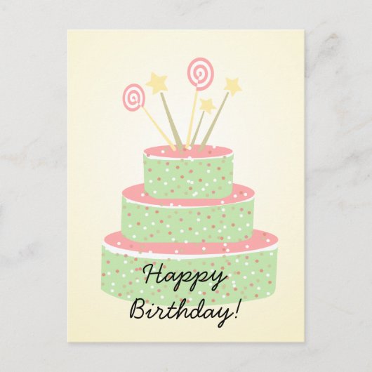 Confetti Cake · Groene verjaardagstaart Briefkaart (Voorkant)