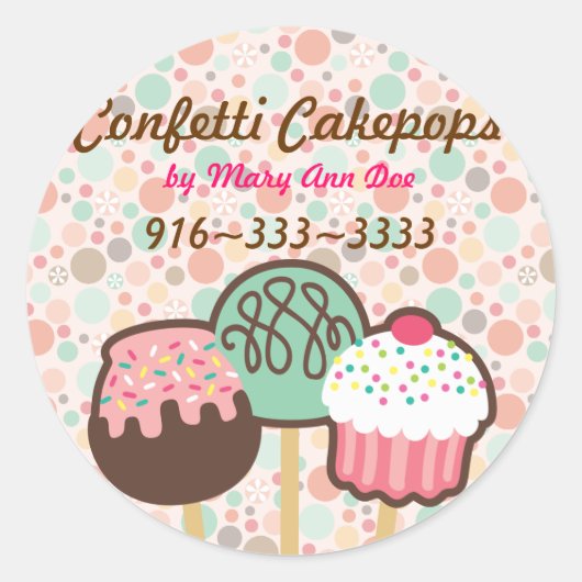 Confetti Cake Poppen Stickers Labels (Voorkant)