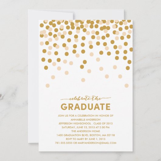 Confetti Celebration Afstuderen Invitation Kaart (Voorkant)
