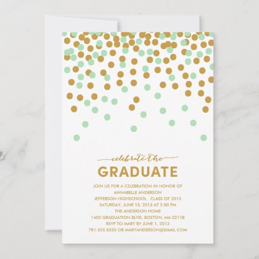 Confetti Celebration Afstuderen Invitation Kaart (Voorkant)