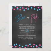 Confetti Chalkboard Blue of Pink Gender onthulling Kaart (Voorkant)