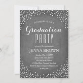 Confetti Chalkboard Graduation Party Invitation Kaart (Voorkant)