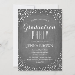 Confetti Chalkboard Graduation Party Invitation Kaart