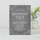 Confetti Chalkboard Graduation Party Invitation Kaart (Staand voorkant)