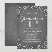 Confetti Chalkboard Graduation Party Invitation Kaart (Voorkant / Achterkant)
