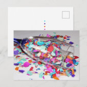Confetti & Champagne Glas Nieuwjaar Feestdagenkaart (Voorkant / Achterkant)