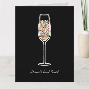 Confetti Champagne Glass Celebration Card Kaart