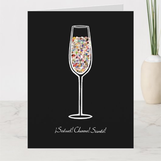 Confetti Champagne Glass Celebration Kaart (Voorkant)