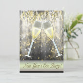 Confetti Champagne Oudejaarsuitnodigingen Kaart (Staand voorkant)