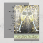 Confetti Champagne Oudejaarsuitnodigingen Kaart (Voorkant / Achterkant)