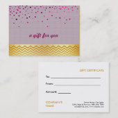 Confetti Chevron Salon en Spa Gift Certificate Kortingskaartje (Voorkant / Achterkant)