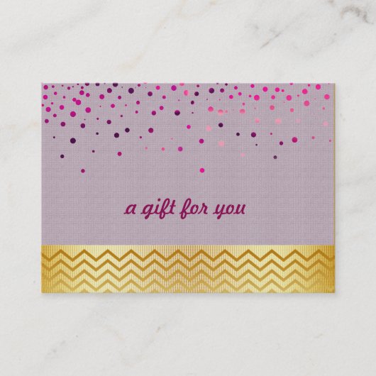 Confetti Chevron Salon en Spa Gift Certificate Kortingskaartje (Voorkant)