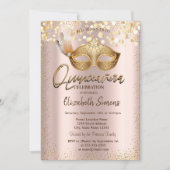 Confetti Chic Masque Roos Gold Quinceañera Kaart (Voorkant)