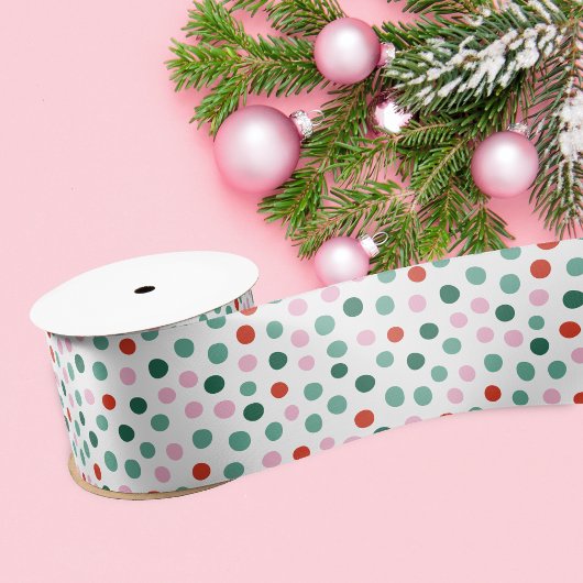 Confetti Christmas Modern Pattern Ribbon Satijnen Lint
