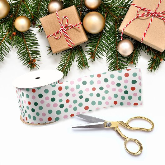 Confetti Christmas Modern Pattern Ribbon Satijnen Lint