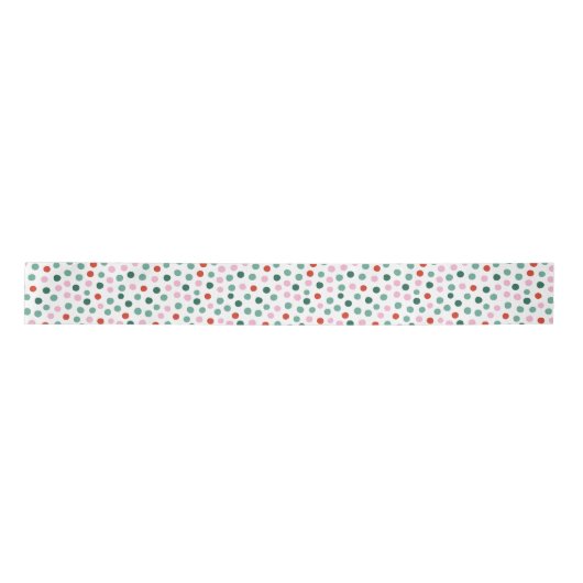 Confetti Christmas Modern Pattern Ribbon Satijnen Lint (Voorkant)