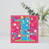 Confetti Circus 1st Birthday Party Invitation Kaart (Staand voorkant)