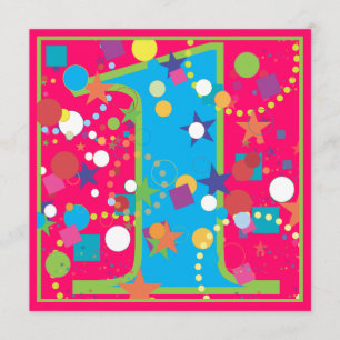 Confetti Circus 1st Birthday Party Invitation Kaart