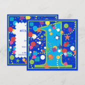 Confetti Circus 1st Birthday Party Invitation Kaart (Voorkant / Achterkant)