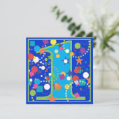 Confetti Circus 1st Birthday Party Invitation Kaart (Staand voorkant)