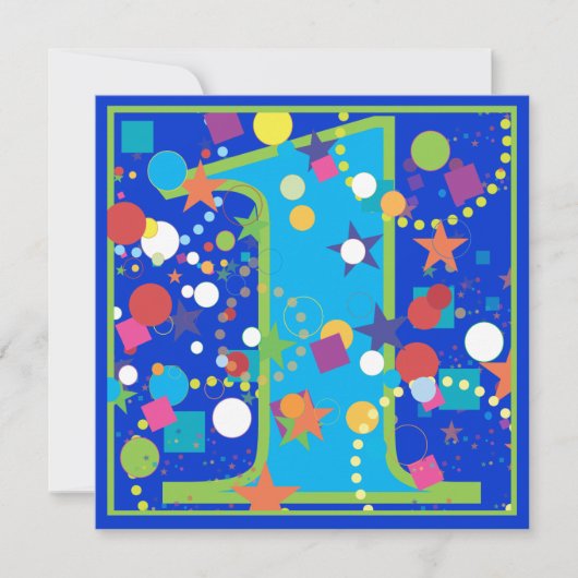 Confetti Circus 1st Birthday Party Invitation Kaart (Voorkant)