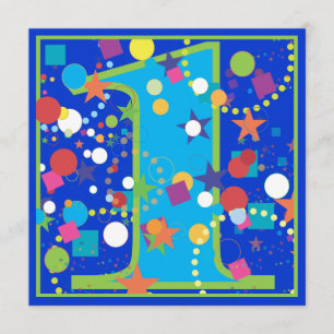 Confetti Circus 1st Birthday Party Invitation Kaart