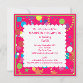 Confetti Circus 2e verjaardag Uitnodiging (Achterkant)